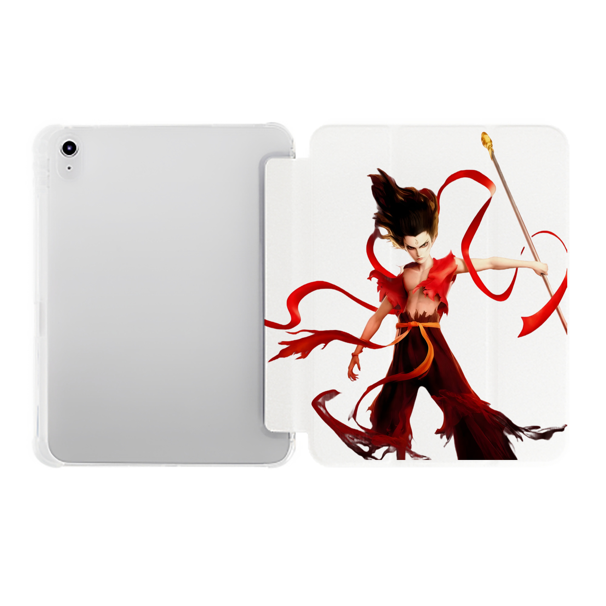 （画像用） Ne Zha 2 ナタ 魔童の大暴れ IPad ケース ペン収納付き 三つ折りスタンド PUレザー×シリコン 対応機種9.5/10.5/10.9インチ